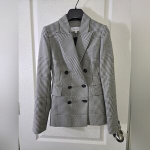 REISS - TYLER Jacket- MONOCHROME  Checked Double Breasted - Size US: 0 - NWOT